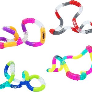 Tangle Jr. Textured 4-Pack Genuine Tangle Toys Fidget Pack - Textured Fidget Toy Fidgets Pack for Kids and Adults - Fidget Toy for School - Gift for Teens and Adults