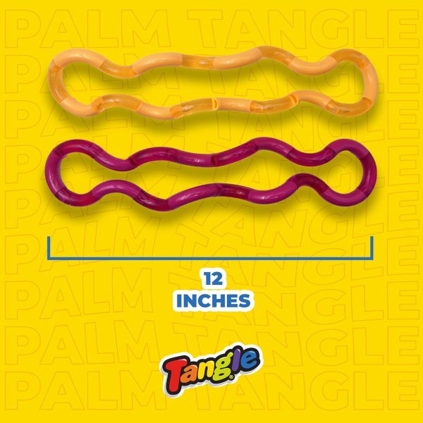 Tangle Palm Classic 2-Pack Orange and Pink - Big Tangle for Hands - Desk Toy for Adults Boys Girls