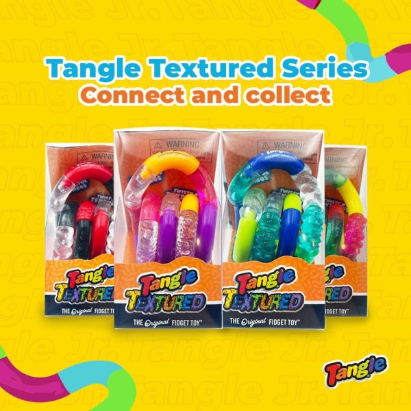 Tangle Jr. Textured 4-Pack Genuine Tangle Toys Fidget Pack - Textured Fidget Toy Fidgets Pack for Kids and Adults - Fidget Toy for School - Gift for Teens and Adults