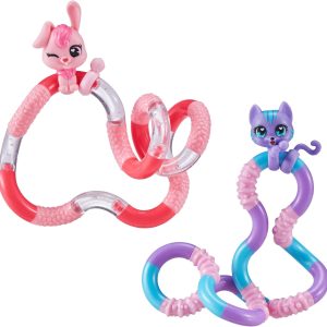 Tangle Jr. Pets 2-Pack Kitty and Bunny - Tangle Fidget Pets Fidget Toys - Fidget Toy Gift - Fidgets for School - Cute fidgets for girls - kitty character fidget and bunny character fidget