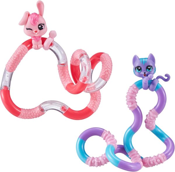 Tangle Jr. Pets 2-Pack Kitty and Bunny - Tangle Fidget Pets Fidget Toys - Fidget Toy Gift - Fidgets for School - Cute fidgets for girls - kitty character fidget and bunny character fidget
