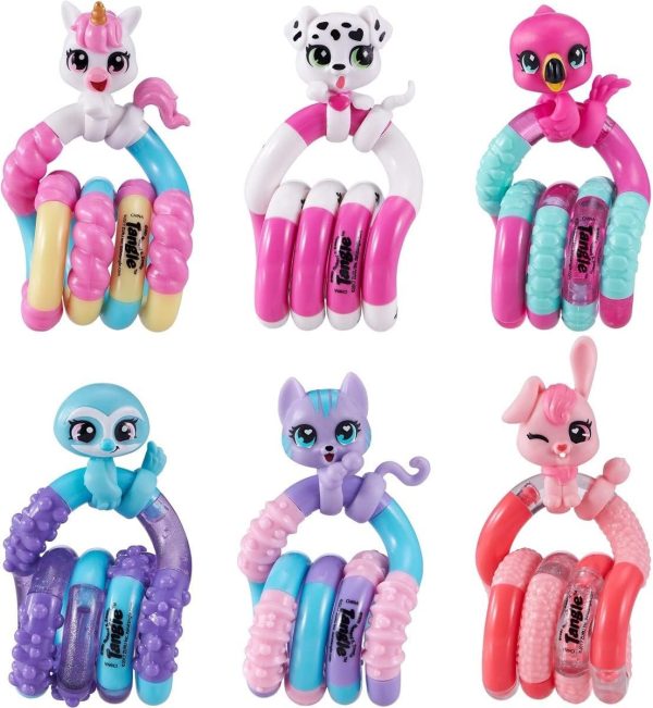 Tangle Jr. Pets 6-Pack Collection Kitty. Bunny. Puppy. Flamingo. Sloth. and Unicorn - Tangle Fidget Pets Fidget Toys - Fidget Toy Gift - Fidgets for School - Cute fidgets for Girls