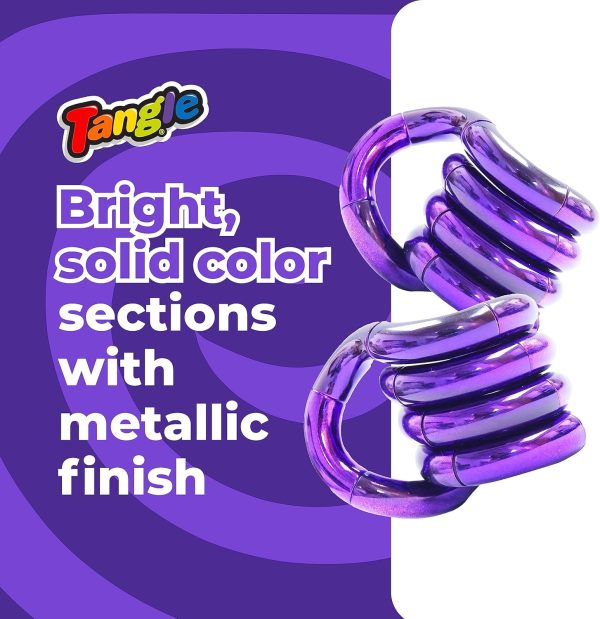 Tangle Jr. Metallic (2-Pack) - Purple & Blue - Genuine Tangle Fidget - Fidget Toy for Kids and Adults - Metallic Shiny Fidget Desk Toy