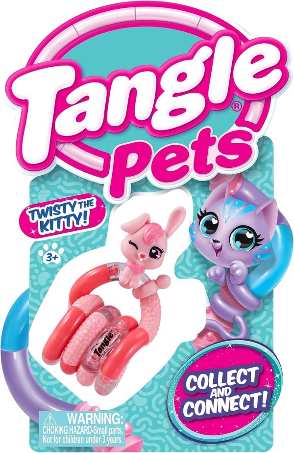 Tangle Jr. Pets 2-Pack Kitty and Bunny - Tangle Fidget Pets Fidget Toys - Fidget Toy Gift - Fidgets for School - Cute fidgets for girls - kitty character fidget and bunny character fidget