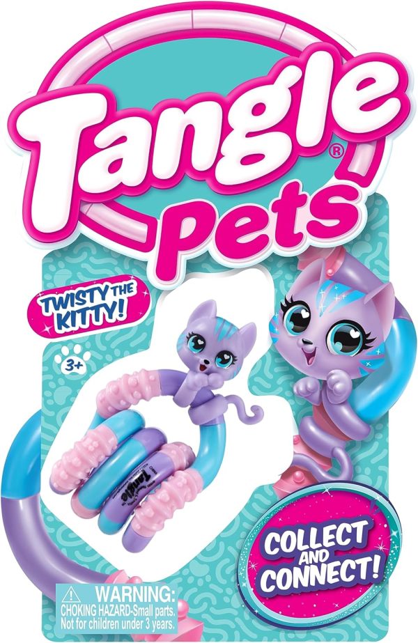 Tangle Jr. Pets 2-Pack Kitty and Bunny - Tangle Fidget Pets Fidget Toys - Fidget Toy Gift - Fidgets for School - Cute fidgets for girls - kitty character fidget and bunny character fidget