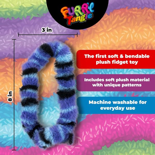 TANGLE Furry Fidgets - New! Purple Stripe - Plush Fidget Toy - Soft Colorful Plush Materials That Will Please Sensory Toy Lovers - Take Your Furry Fidget with You Everywhere!