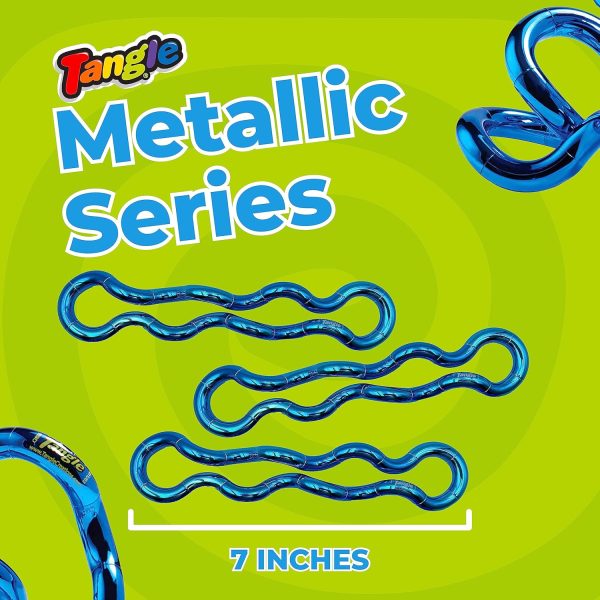 Tangle Jr. Metallic (2-Pack) - Purple & Blue - Genuine Tangle Fidget - Fidget Toy for Kids and Adults - Metallic Shiny Fidget Desk Toy