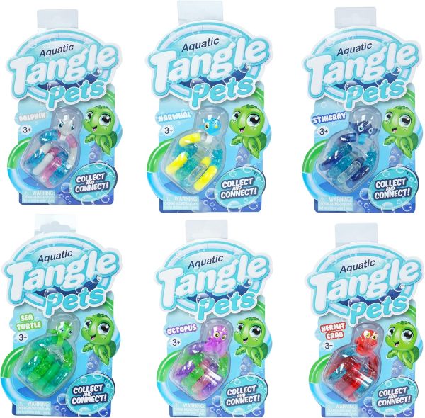 TANGLE Pets Aquatic Series Collection - Turtle Crab Dolphin Sting Ray Octopus Narwhal - Cute Fidgets for Boys and Girls - Aquatic Fidget Toys - Sea Creature Fidget Toys Fidgets