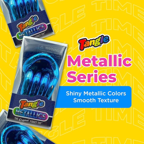 Tangle Jr. Metallic (2-Pack) - Purple & Blue - Genuine Tangle Fidget - Fidget Toy for Kids and Adults - Metallic Shiny Fidget Desk Toy
